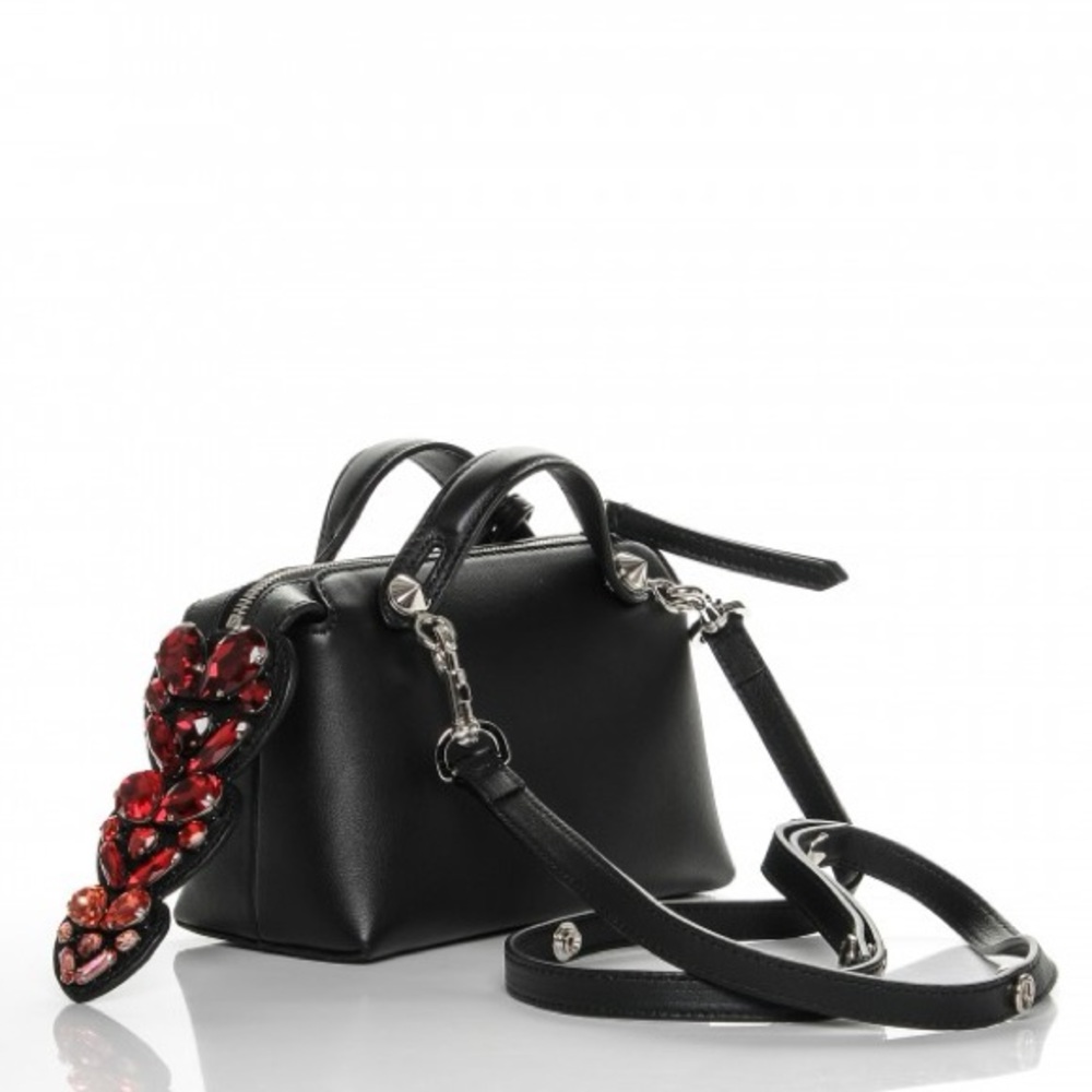 Fendi Vitello Dolce Crystal Heart Croc Tail Mini By The Way Boston Bag